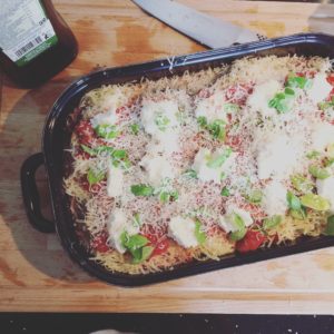 Kip parmigiana met aubergine